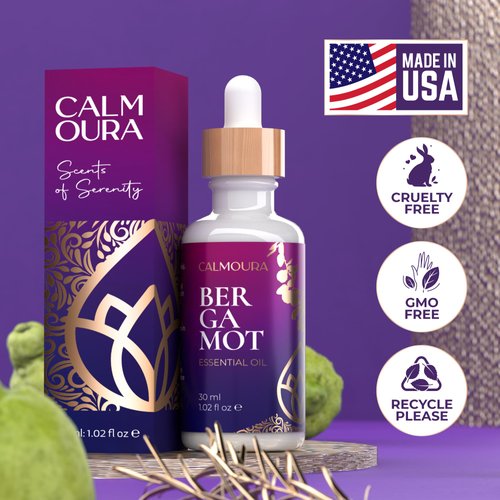 Premium Bergamot Essential Oil Organic (1 OZ) — Undiluted Organic Bergamot Essential Oil for Diffuser Aromatherapy and More — Therapeutic Grade Bergamot Oil for Hair and Skin Care