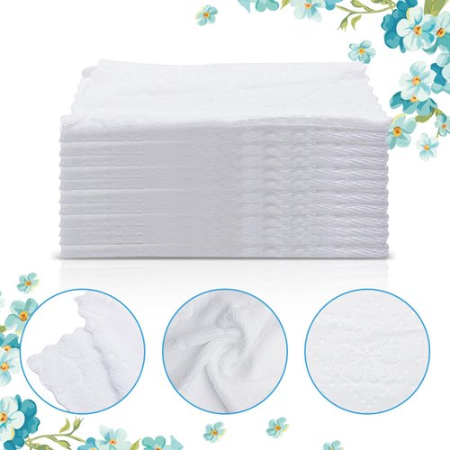 25 Count Moist Cotton White Towel Towelettes Bulk Individually Wrapped Unscented Disposable Wet Face Hand Skin Towels Single Use Disposable Face Wash Washcloths for Travel Sport Spa Party