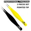 Super Sharp Pointed Tweezers Precision Fine Point Tip Ingrown Hair Tweezers Kit Best Pointed Tweezers for Women Chin Hair Removal - Extra Thin Tweezers Precision Stainless Facial Hair Remover for Face