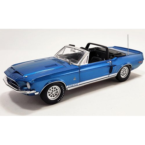 1968 Shelby GT500 Convertible Acapulco Blue Metallic with White Stripes Limited Edition to 1842 Pieces Worldwide 1/18 Diecast Model Car by Acme A1801848