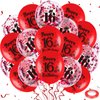 Red 16th Birthday Balloons for Boys Girls, 18Pcs Red Happy 16th Birthday Decorations Balloons 16th Birthday Latex Balloons Confetti Balloons for 16 Years Old Birthday Anniversary Party Supplies Decor