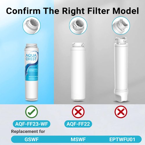 AQUA CREST GSWF Refrigerator Water Filter, Replacement for GE® GSWF Smart Water 238C2334P001, Kenmore® 46-9914, 469914, 9914, 2 Filters