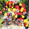 Cartoon Mouse Balloons Garland Arch Kit, Red Black Yellow Confetti Balloons for Cartoon Mouse Theme Birthday Party Supplies Decorations for Kids Girls Boys Birthday Party Favors