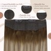 Fshine Wire Hair Extensions Human Hair Invisible Clip in Hair Extensions Brown to Ash Brown and Blonde Secret Headband Wire in Hair Extensions Invisible Hair Wire 12Inch 70g