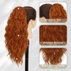 BARSDAR Copper Ponytail Extension - 18 Inch Claw Clip Ponytail Extensions for Women - Curly Wavy Multi Layered Synthetic Fake Clip in Pony Tails Hairpieces Daily Party - Ginger Copper