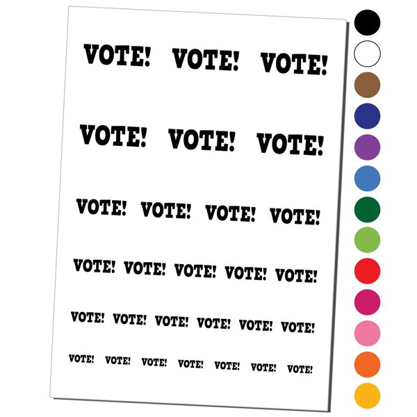 Vote Election Temporary Tattoo Water Resistant Fake Body Art Set Collection - Black (One Sheet)