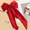 Women Big Bow Barrettes Girl's Satin Hairclips Long Ribbon Hair Pins Accessories For Party (Burgundy)