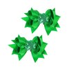 St. Patrick Baby Hairpin Hair Clips Bowknot Green Clover Ribbon Hair Bows JHSP14 (2 Pcs-E)