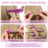 meigick Perm Rods Set for Natural Hair, 40Pcs Plastic Cold Wave Rods, Heatless Perming Rods Hair Curler for Women, DIY Hairdressing Tools, Purple, 0.75 Inch