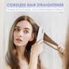 Househerb Cordless Hair Straightener Brush, Portable Mini Hair Straightening Brush for Travel, Rechargeable 9600 mAh USB-C, Lightweight Anti-Scald Heated Styling Tools & Appliances