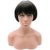 NEWPECK Afro Girls Cosplay Mushroom Wig Short Haircut With Bangs Bob Wig For Black Women (Black)