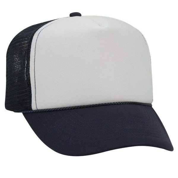 OTTO Polyester Foam Front 5 Panel Pro Style Mesh Back Trucker Hat - Nvy/Wht/Nvy