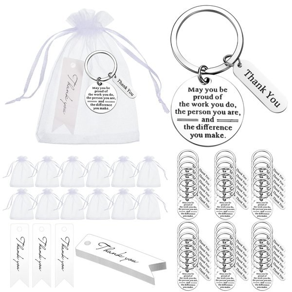 Yinkin 150 Pcs Employee Appreciation Gifts Bulk Thank You Keychains for Coworkers Teams Volunteers Appreciation Keychain(Silver)