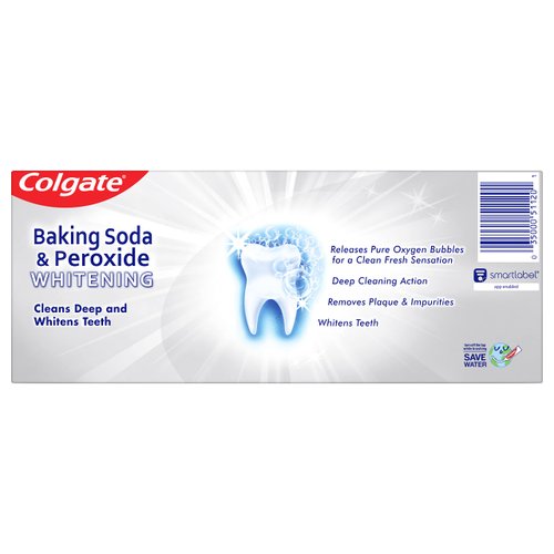 Colgate Baking Soda & Peroxide Toothpaste - Whitens Teeth, Fights Cavities & Removes Stains, Brisk Mint, 6 Ounce (Pack of 2)