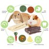 50-60 PCS Natural Rabbit Chew Toys, Bunny Toys, Guinea Pig Hamster Chew Toys, Rabbit Treats, Timothy Cookie, Apple Stick, Carrot Stick, Sweet Bamboo, Clean Teeth, for Chinchilla, Rat, Small Animals