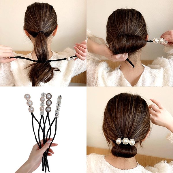 JINBUYAO 4pcs Braided Hair Clip for Women and Girls Artificial Shell Pearl Hair Braider Simple Braid Maker for Hair French Twist Deft Bun Maker Lazy Hair Curler