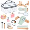 Ehome Wooden Makeup Toy Set, Wooden Salon Toys Toddler Pretend Makeup Kit for Little Girls Princess Gift Wood Play Make Up Beauty Set Toys for Girls Age 3 - 9 Birthday Christmas