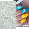 Flower Nail Art Stickers Decals 5D Flower Nail Stickers Floral Daisy Acrylic Embossed Nail Decals 6PCS Daisy Butterfly Floral Leaf White Spring Design Self-Adhesive Nail Sliders for Manicure Decor