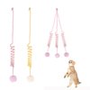 WishLotus Interactive Cat Toys, 2 Pack Soft Plush Cat Toys for Indoor Cats Self-Hanging Door Cat Plush Toys with Bells Long Tail Elastic Indoor Cat Toys for Cat Chase Play and Kill Time (Pink+Yellow)