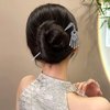 inSowni 8 Pieces Silver Metal Retro Ancient Asian Chinese Traditional Hanfu Hair Sticks with Flower Pendants Bohemian Long Hair Forks Bun Updo Holders Hairpins for Women Girls