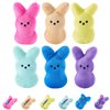 2025 Upgraded Easter Bunny Plush Toys with Zipper 15cm/6inch Cute Stuffed Rabbit Zip Up Bag Easter Basket Stuffers for Kids (6Pcs with Zipper)