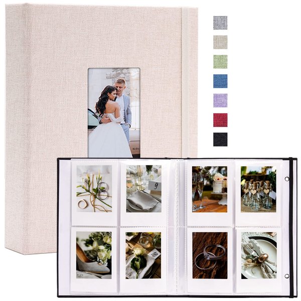 Vienrose Mini Polaroid Photo Album Book 208 Pocket 2x3 Inch Pictures for Fujifilm Instax Mini 7s 8 9 11 25 26 40 50s 90 Evo Z2300 Instant Camera, Polaroid Snap Beige 1 Pack