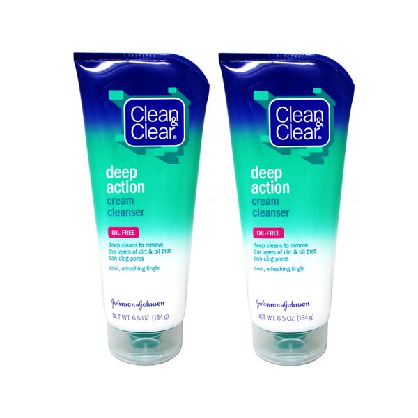 Clean & Clear Deep Action Cream Cleanser, Oil-Free, 6.5 oz - 2pc