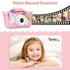 Kids Camera, Christmas Birthday Gifts for Kids, Toddler Camera Toys, 3 4 5 6 7 8 9 Year Old Girl Gifts, Camera for Kids, Multifunctional Digital Camera with Soft Silicone Shell, 32GB Card (Pink)
