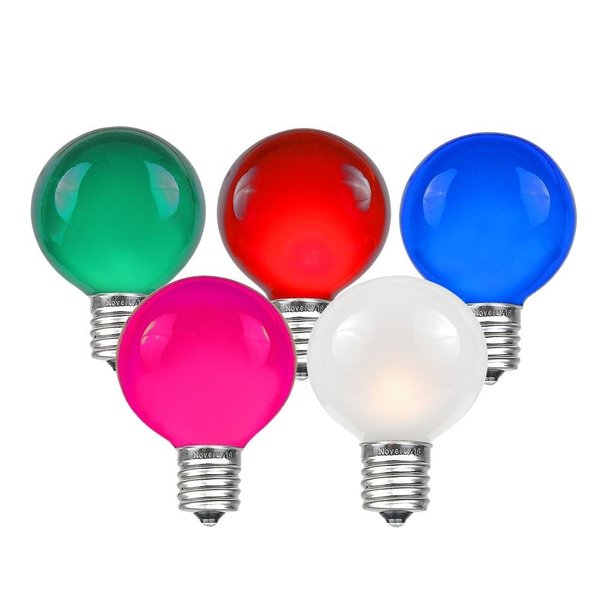 Novelty Lights Incandescent G50 Globe Replacement Bulbs - Outdoor Individual Bulbs for Events, Holiday Parties, Patios, and More - E17/C9 Intermediate Base, 7 Watt Lights (Multi, 25 Pack)