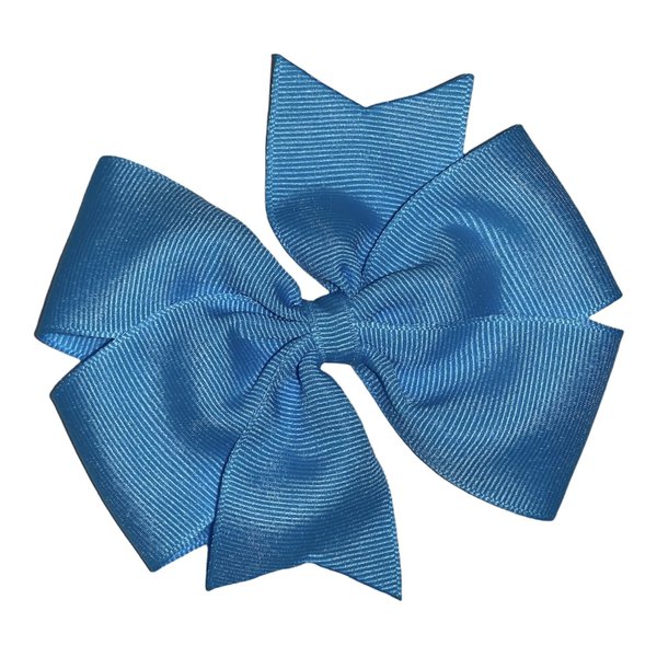 Solid Mystic Blue Pinwheel Hair Bow 4" MADE IN USA