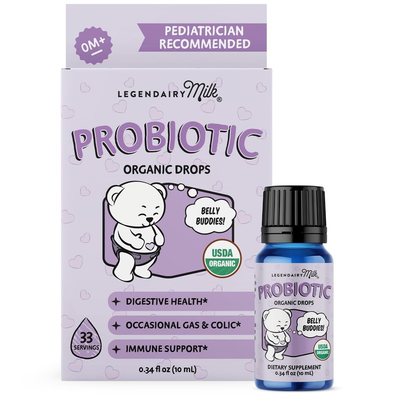 Legendairy Milk Baby Probiotic Drops Organic - Colic and Gas Drops for Newborns & Toddlers - Dige...