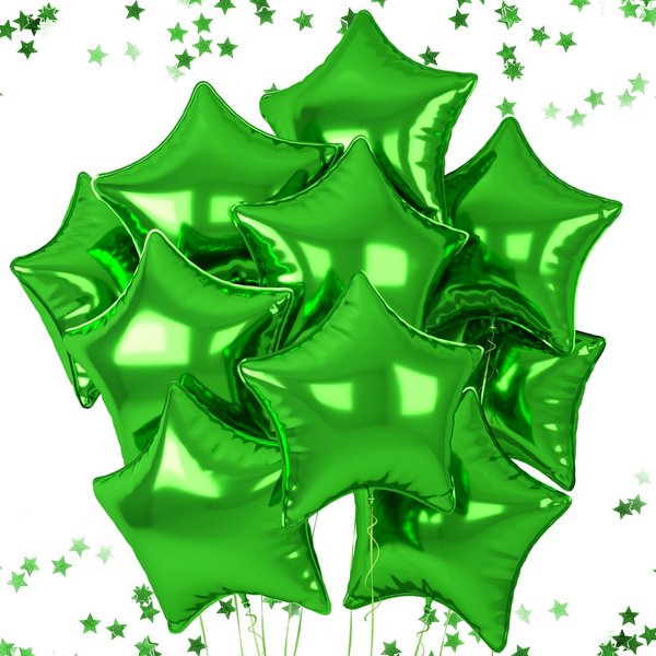 18 Inch Green Star Balloons, 10 Pcs Green Star Shape Foil Balloon Helium Balloons, Big Mylar Star Balloons for Wedding, Baby Shower, Birthday Party Decorations