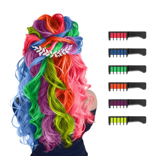 MSDADA Hair Chalk for Girls - New Hair Chalk Comb Temporary Washable Hair Color Dye for Kids - Makeup Birthday Party Halloween Christmas Gifts Toys for Girls Kids Age 6-8-10-12 Years Old - Fluorescent