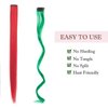 Christmas Colored Hair Extensions, 6Pcs 21 in Red Green Long Straight Hairpieces Clip in Synthetic for Kids Girls Women Christmas Party Supplies