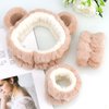 Canitor Face Wash Headband with Wrist Bands for Washing Face Soft Coral Fleece Spa Headband Makeup Headband Cute Animal Elastic Skincare Headband Wrist Towels (02-bear ears)
