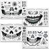 4 Sheet Scary Halloween Face Tattoos for Women Men, Fake Wound Scars Witch Zombie Makeup Kit for Girls Boys, 3D Spider Web Face Tattoo Sticker Dia de los Muertos Day of the Dead Face Paint