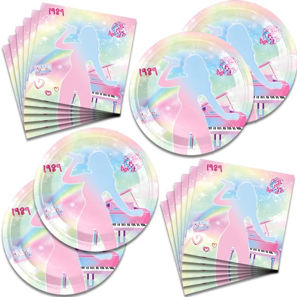 Generic Themed Birthday Party Supplies Set, 40-Piece - Includes Plates and Napkins Perfect for Baby Shower Decorations. (singer)