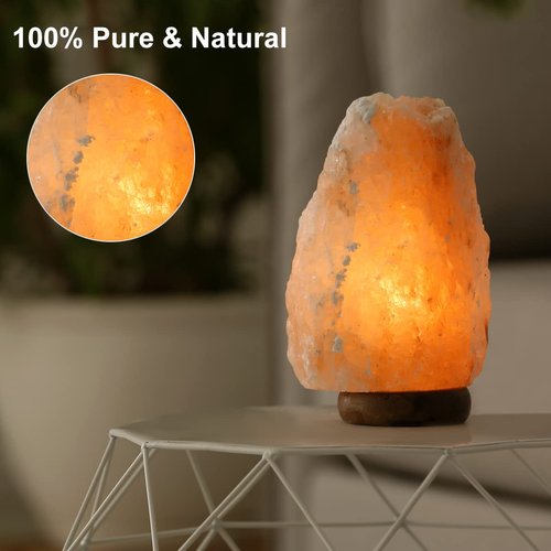 FANHAO USB Himalayan Salt Lamp with 8 Colors Changing, Natural Crystal Salt Rock Lamp Table Lamps for Gifts, Home Décor - Hand Carved, LED Bulb and Real Rubber Wood Base