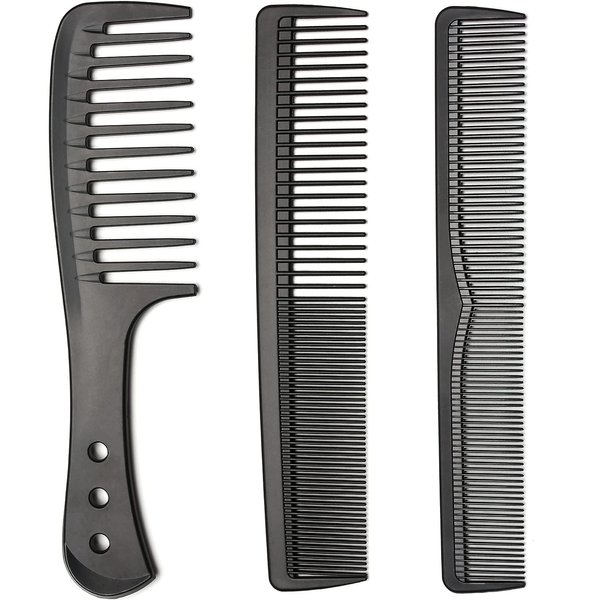 Limko Carbon Fiber Hair Combs Set Anti Static Styling Grooming Comb Heat Resistant Hairdressing Comb(Black-3PCS)