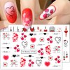 Romantic Heart Nail Stickers Valentines Day Water Transfer Nail Art Stickers for Nail Designs Valentine Nail Decals for Nail Art Supplies Cartoon Love Heart Sticker Nails for Women Nail Decorations