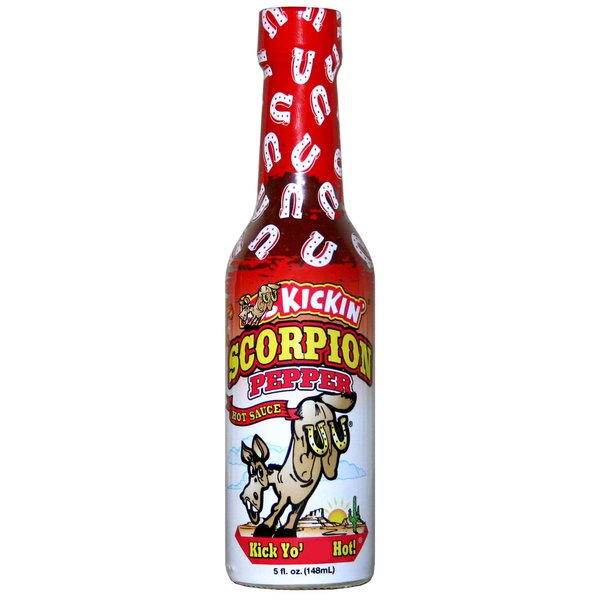 KICKIN' Scorpion Pepper Hot Sauce - 5 oz - Gourmet Hot Sauce for Chicken Wings and Breakfast Burritos–Perfect Stocking Stuffers or Christmas Gifts for the Hot Sauce Fan-Try if you Dare!