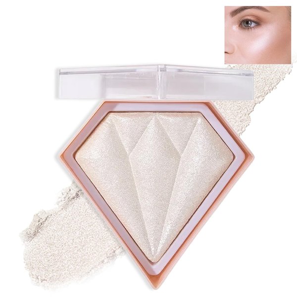 IONSGAKO White Highlighter Makeup Palette Face Highlighter Powder Iluminadores De Maquillaje Narutal Shimmer Glitter Highlighter Contour Powder Makeup Palette-01 Pearl White