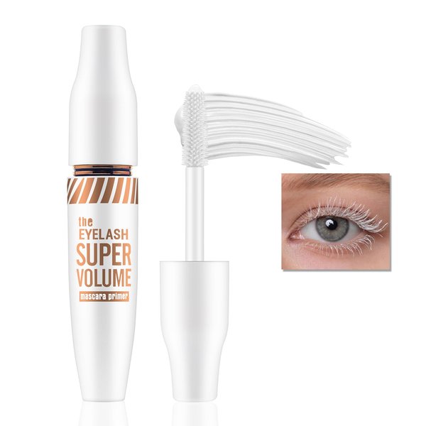 AFGHOUZ White Mascara Primer, Volumizing and Lengthening Eyelashes Waterproof Mascara, White Thick Curly Lash Primer, Charming Eye Makeup