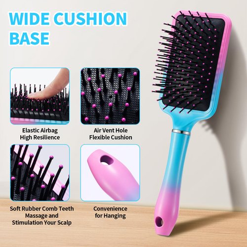 Hair Brush Set Anti Static Massage Oval Comb Paddle Brush for Women, 4pcs Hair Brush Detangling Brush and Hair Comb Set for Men and Women, No More Tangle Hairbrush for Curly Natural Hair
