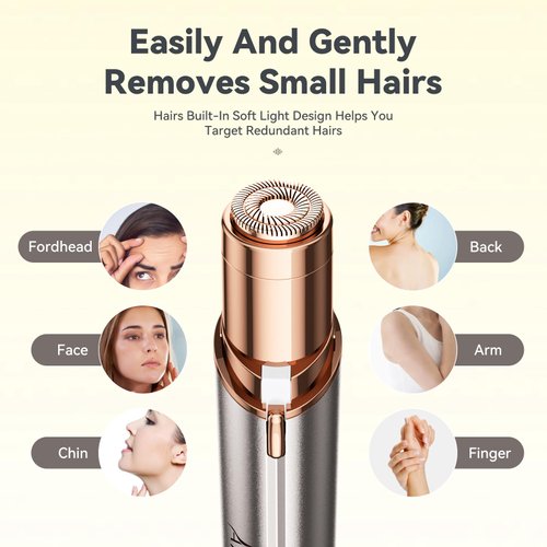 Aneagle Facial Hair Remover for Women,Painless Hair Shaver Rechargeable with LED Light, Flawless Lady Face Electric Razor,The Great Female Mustache Removal (Rose Gold)