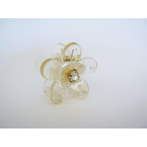 Small clear acrylic crystal flower hair claw clip