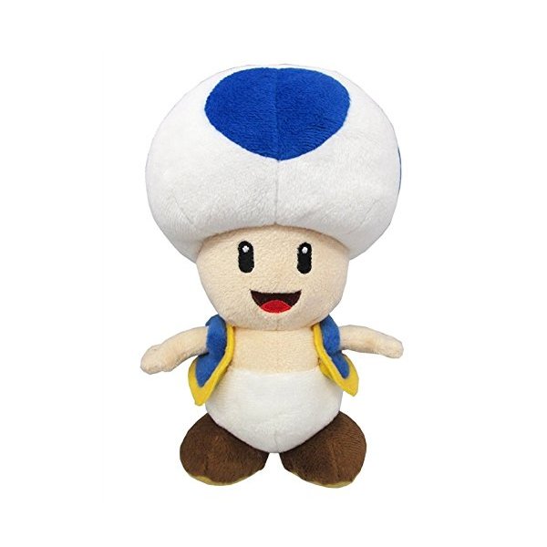 Little Buddy Super Mario All Star Collection 1588 Blue Toad Stuffed Plush, 7"