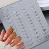 French Tip Nail Stickers, 2 Sheets 5D Crystal Rhinestones Lines Nail Art Stickers Self-Adhesive Gold Silver Lines Nail Decals Curved Strips with Diamond Nail Design Supplies for Women Nail Decorations