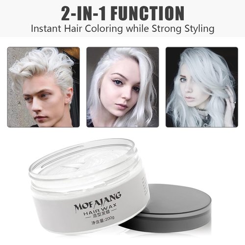 BrimFulite Temporary Hair Color Wax Inatntly Coloring Hair Paint Wax Washable Non-Greasy White Hair Wax for Women Men with Set of Combs, Bobby Pins and Shawl for Halloween Parties Cosplay (White Set)