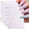 Dornail 6 Sheets Aurora Silver Star Moon Planet Nail Stickers 3D Holographic Laser Stars Nail Decals Self Adhesive Nail Art Stickers DIY Nail Design Nail Art Decoration